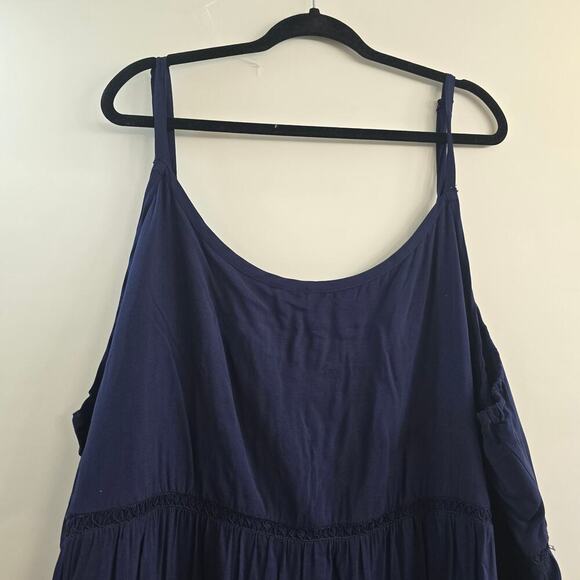NWT Torrid Women’s Plus Sz 6 Navy Mini Sundress Fringe Crochet Resortwear Boho - Picture 2 of 8